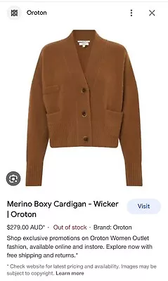 $175 • Buy Oroton Tan Cardigan L 100 % Pure Wool Gorgeous Unworn And New
