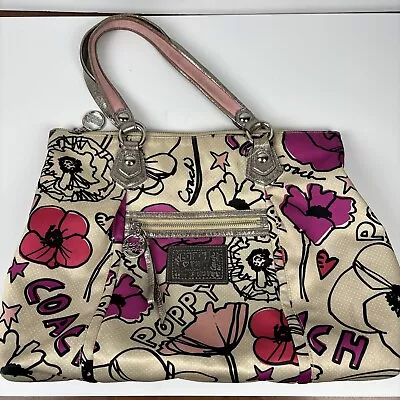 Coach Poppy Graffiti Kyra Glam Bag Limited Edition 17x13  READ • $41.65