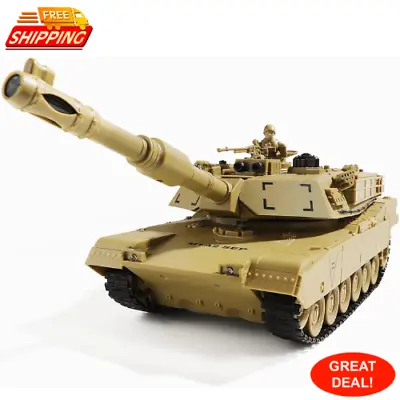 Remote Control Tank RC US M1A2 Abrams Army Tank Toy 2.4Ghz 9-Channel RC • $65.02