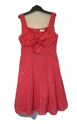 £14.99 • Buy Kaliko Pink & White Polka Dot 50s Style Dress Size 14 Worn Once
