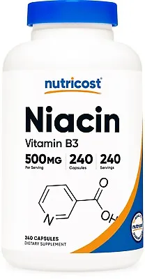 Nutricost Niacin (Vitamin B3) 500mg 240 Caps - Gluten Free And Non-GMO • $14.98