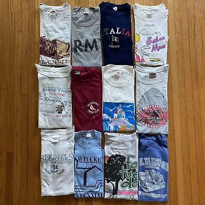 Mens T Shirt Lot Of 12 Adult Sizes Vintage 1980s 1990s Bundle Wholesale Used • $65