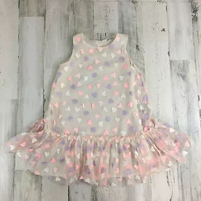 H&M Girls Sz 4 5 Tulle Glitter Hearts Party Dress • $11.99