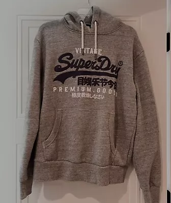 Size XL Mens Vintage Superdry Premium Goods Hoodie JPN Gray Worn Only Once • $40