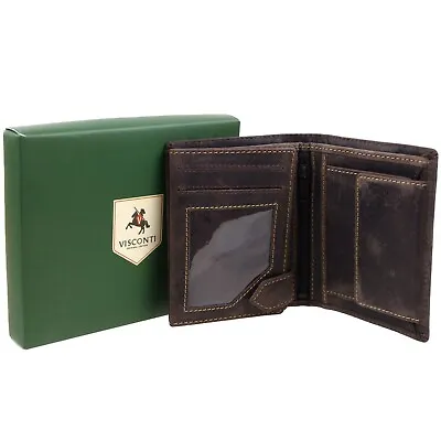 Mens Premium Quality Leather Wallet By Visconti; Hunter Collection Gift Box • $45.52