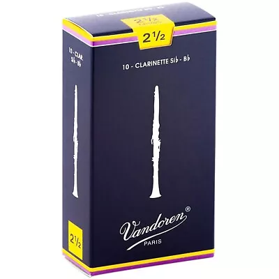 Vandoren Traditional Bb Clarinet Reeds Strength 2.5 Box Of 10 • $27