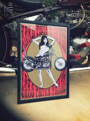 ZERO F***S GIVEN Psychedelic Chopper Motorcycle And Babe Retro Vintage Poster • $35