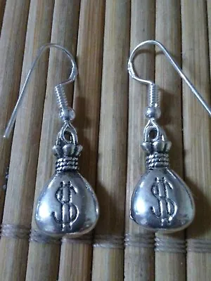 Fashion Moneybag Silver Earrings • $5