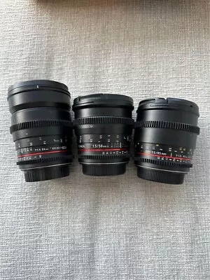 Mint Condition Rokinon Cine Lens Bundle 24mm 50mm And 85mm.  • $750