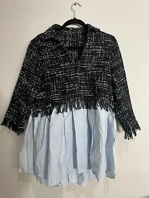 Zara Basic Collection Tweed Mixed Media Polyester Size Medium Women's Blouse Top • $7.99