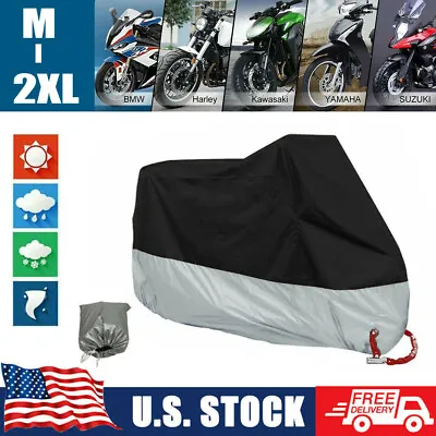 Motorcycle Cover Waterproof Heavy Duty For Outside Snow Rain Storage M-2XL • $21.18