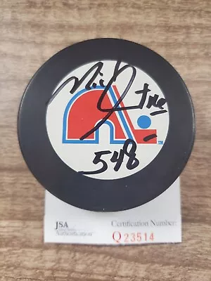 Michel Goulet Signed Hockey Puck  W/ Inscription JSA Q23514 • $25