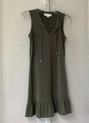 Michael Michael Kors Dress Size Green Olive Size XS Tie Neckline Sleeveless • $19.99