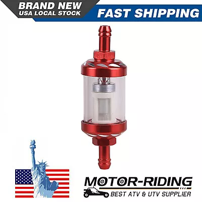 Red Universal 8mm 5/16  Inline Reusable Motorcycle Fuel Filter Gas Washable • $7.95