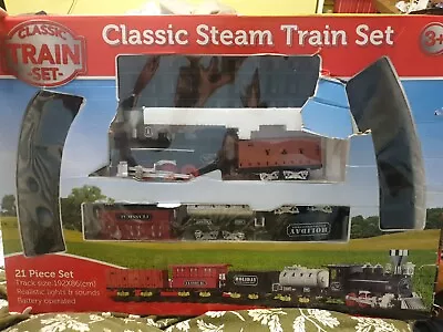 Classic Steam Train Set Battery Operated Train Track With Light & Sound  • £10.99