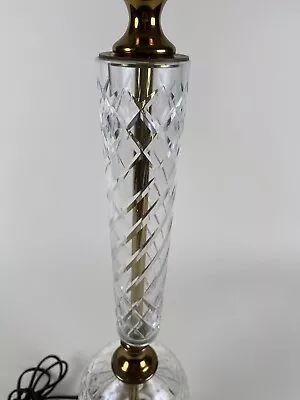 Vintage Table Lamp Cut Crystal Brass Pillar • $24