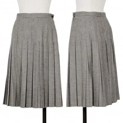 Mademoiselle NON NON Stretch Wool Houndstooth Pleated Skirt Size 38M(K-124661) • $189