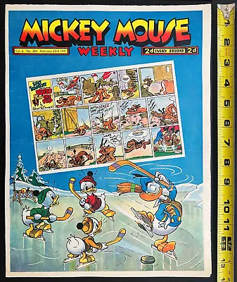 MICKEY MOUSE WEEKLY #264 - HOCKEY CHAMP - 1941 - VERY RARE GIANT Comic Book • $129