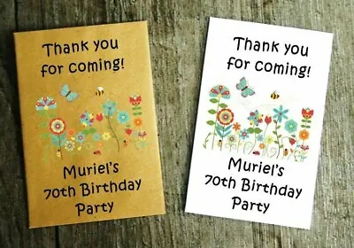 £4 • Buy 10 Personalised Seed Packets 70th Birthday Party Bag Favours Table Decorations