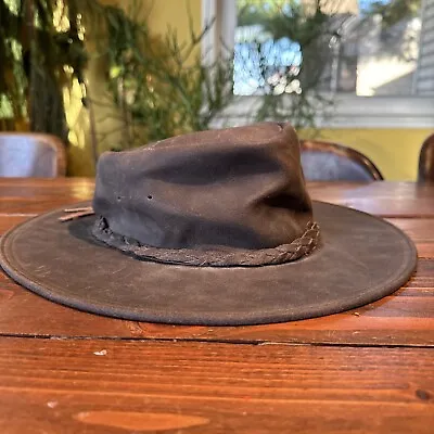 Minnetonka Unisex Genuine Leather Black Fold Up Hat Medium Braided Hat Band • $25