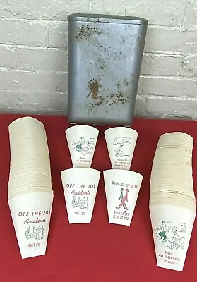 Vintage Industrial PAPER CUP Dispenser W/ Safety Reminders 200+ Printed Cups • $68