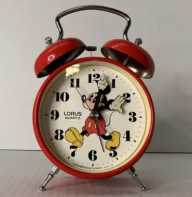 Vintage Mickey Mouse Red Lorus Quartz Alarm Clock No Back • $10