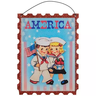 America Vintage 4th Of July Wood Ornament • $4.99