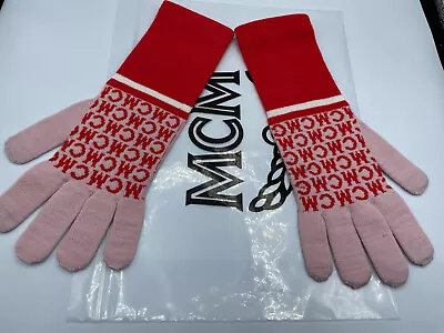 MCM Merino Wool Womens Gloves Red Logo/ Pink Size M/L Limited Edition • $94.99