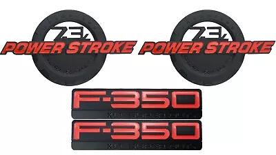 4x 7.3L Power Stroke F350 XLT SuperDuty Emblems Door Fender Badge Red • $49.99