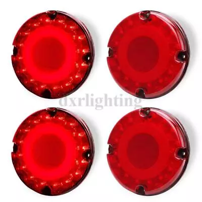 4X LED 7  Round Bus Truck Trailer Brake Stop Turn Signal Tail Light Running Red • $74.98