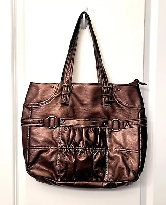 Lancôme Large Brown Metallic Tote Bag Purse Great For Travel! • $10