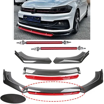 Front Bumper Lip Splitter Spoiler Body Kit Carbon Fiber Rods For VW Polo 8 GTI • $129.99