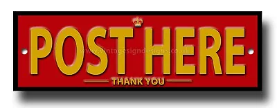 Post Here -thank You- Metal Sign. Size 8  X 2.5 Post / Mail Box Sign.instruction • £6.95