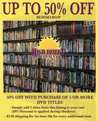 Lot 1 DVD 50% OFF WITH PURCHASE OF 5 OR MORE DVD TITLES + Discounted Shipping • $3.25