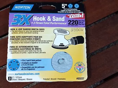 Norton Hook & Sand 5 Inch 220 Grit Discs (3pk) • $7.50