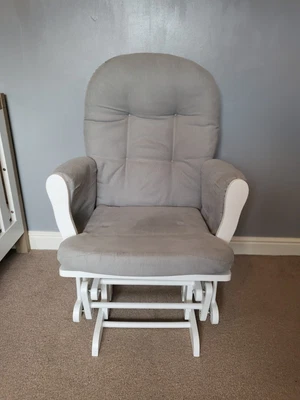 £80 • Buy Nursing Glider Chair And Stool, Used Very Good Condition,Grey And White