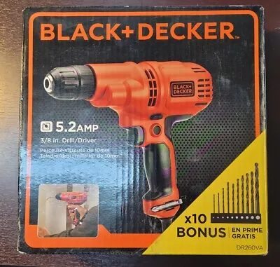 Black & Decker DR260VA 5.5 Amp 3/8 In. Electric Drill/Driver With 10 Drill Bits • $32