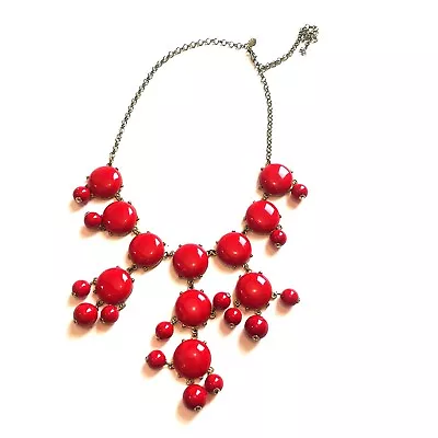 J.Crew Classic Coral Red Bubble Tiered Statement Cascading Drops Necklace • $18