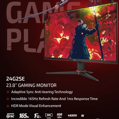 $329.95 • Buy AOC 23.8  IPS FHD Adaptive Sync 1ms 165Hz VGA HDMI DP Borderless Height Adjustab