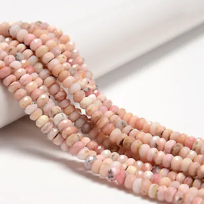 Natural Pink Opal Faceted Rondelle Beads Size 5x7mm 15.5'' Strand • $17.99