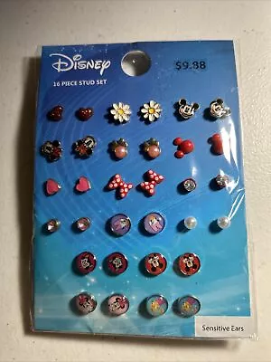Disney Mickey Minnie Mouse Fashion Earrings 16 Piece Stud Set For Sensitive Ears • $11.98