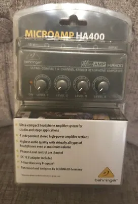 SEALED Behringer Micro AMP HA400 Ultra Compact 4 Channel Stereo Headphone NEW • $24.99
