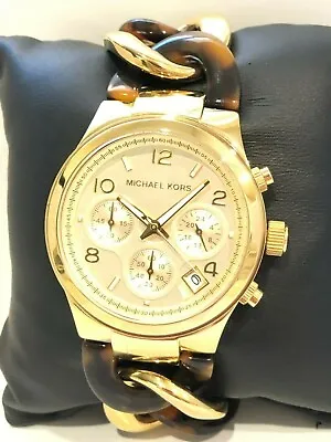 Michael Kors Ladies Mk4222 Runway Yellow Gold Steel Chain Bracelet Casual Watch • $84.95