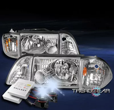 For 87-93 Ford Mustang Chrome Headlight Lamp W/amber Corner+parking+8k Xenon Hid • $174.95