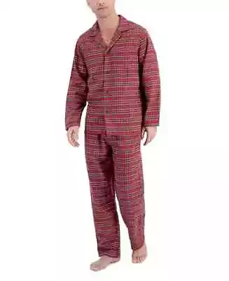 Club Room Men's Plaid Flannel Pajama Set Red Combo Size M • $21.42