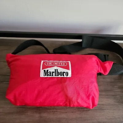 Marlboro Unlimited Red Vintage Pullover Rain Jacket Windbreaker/Bag XL • $50