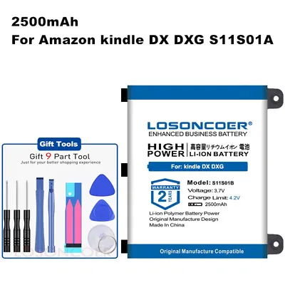 LOSONCOER 2500mAh S11S01B Batteries For Amazon Kindle 2 DX DXG S11S01A 170-1012 • $20.54