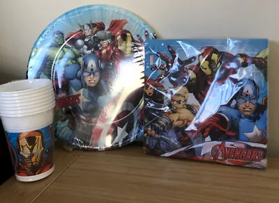 Marvel Avengers Birthday Party Celebration Cups Plates Napkins 36 PIECE 8 GUESTS • £8