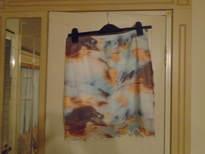 £2.50 • Buy Ladies Blue/Brown/Orange Silky Skirt Size M