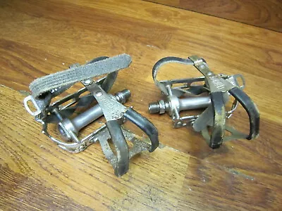 $119.99 • Buy Vintage Campagnolo Record Pedals - Toe Clips - Leather Strap Set - French